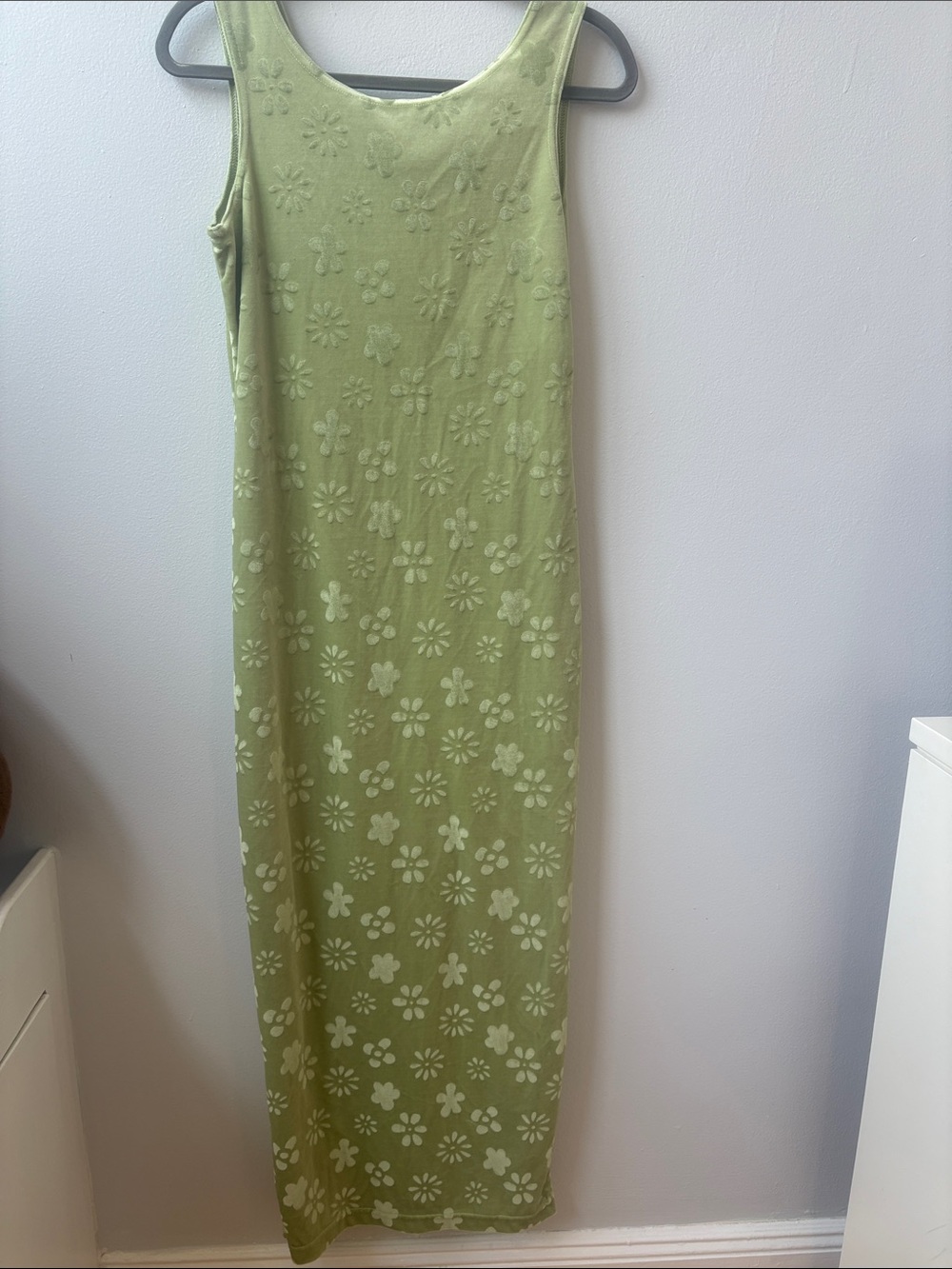 Light Green Velvet Floral Tank Maxi